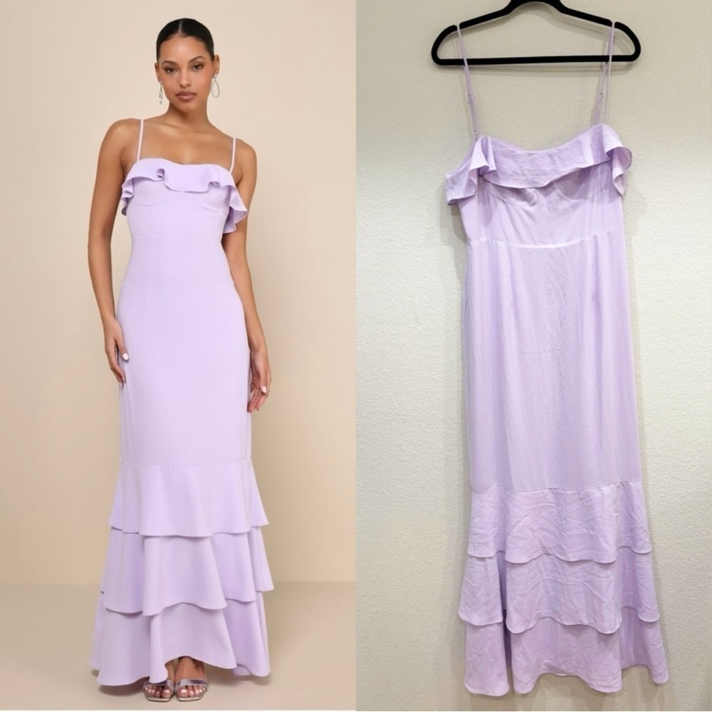 Size XL - Lulus Lively Evenings Lavender Sleeveless Tiered Maxi Dress